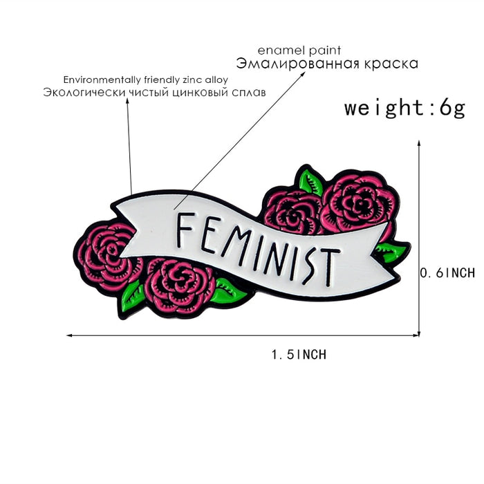 Floral Feminist Pins Badges