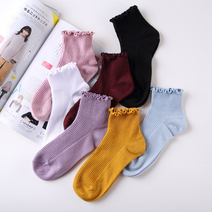 Lace Ruffles Soft Cotton Women Socks