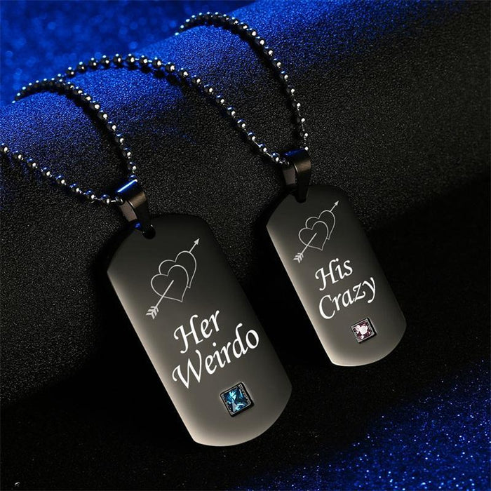 His Crazy Her Weirdo Couples Necklace Set